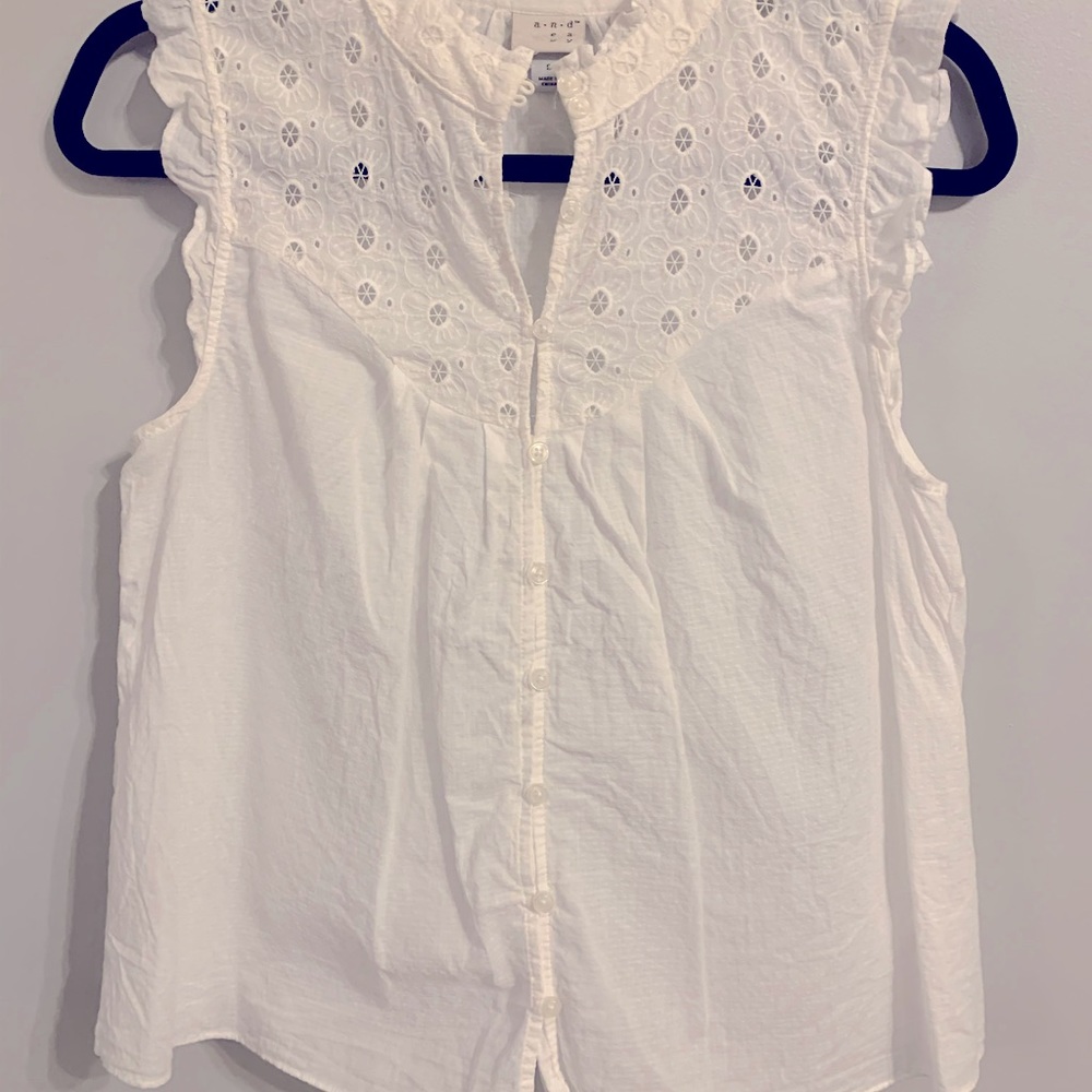 a new day white tank with eyelet top